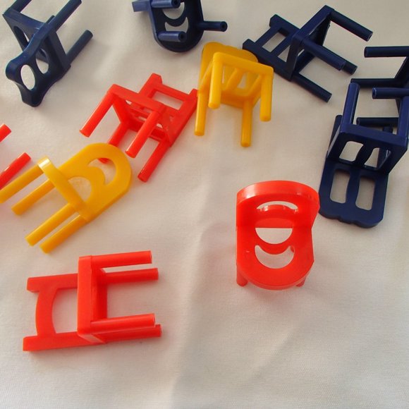 Dollhouse Mini 13 Plastic Chairs Nursery Room Child Size Red Blue Yellow… - Picture 13 of 16